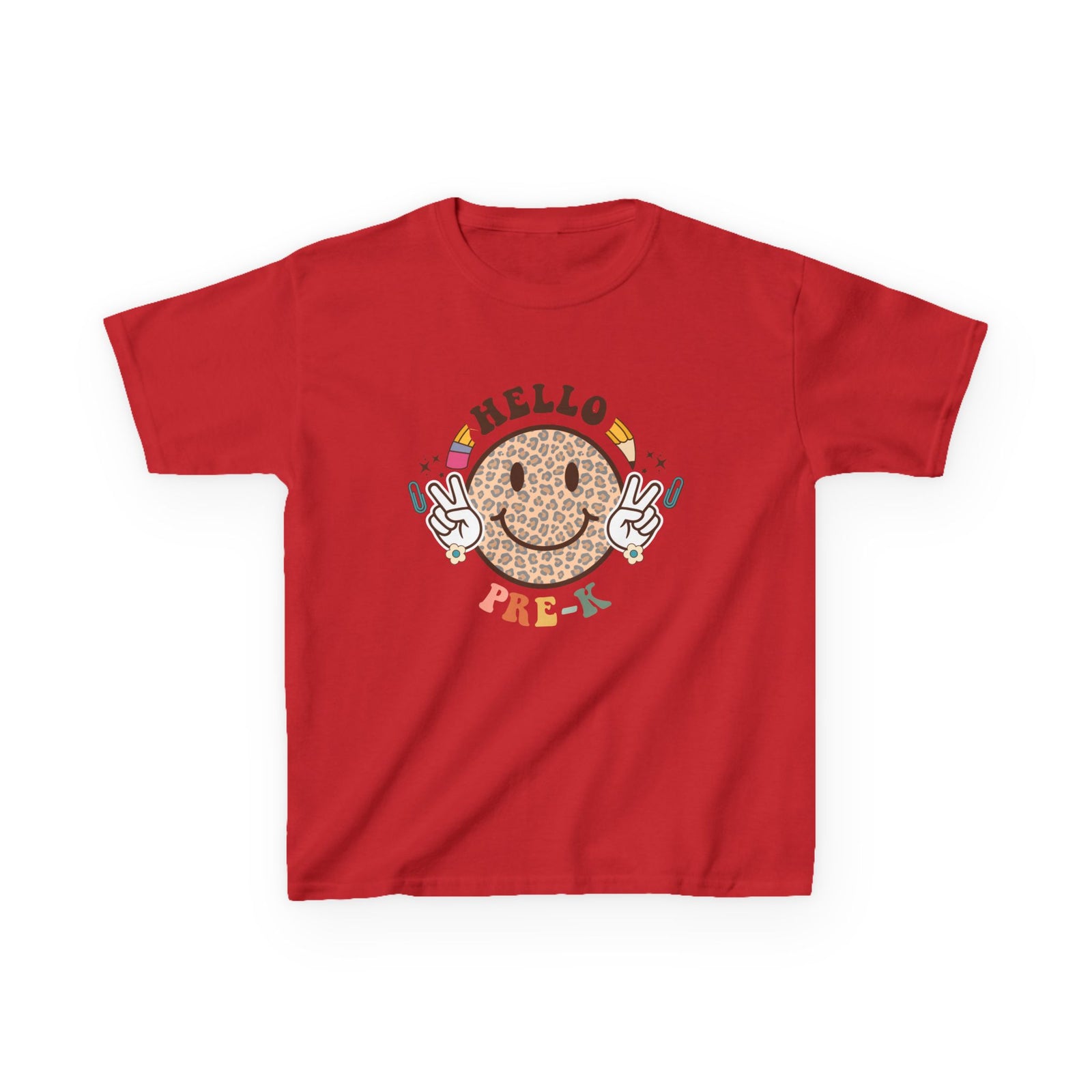 Pre-K Cheetah Smiley Face Graphic Tee Back-to-School Pre-K Kids T-Shirt