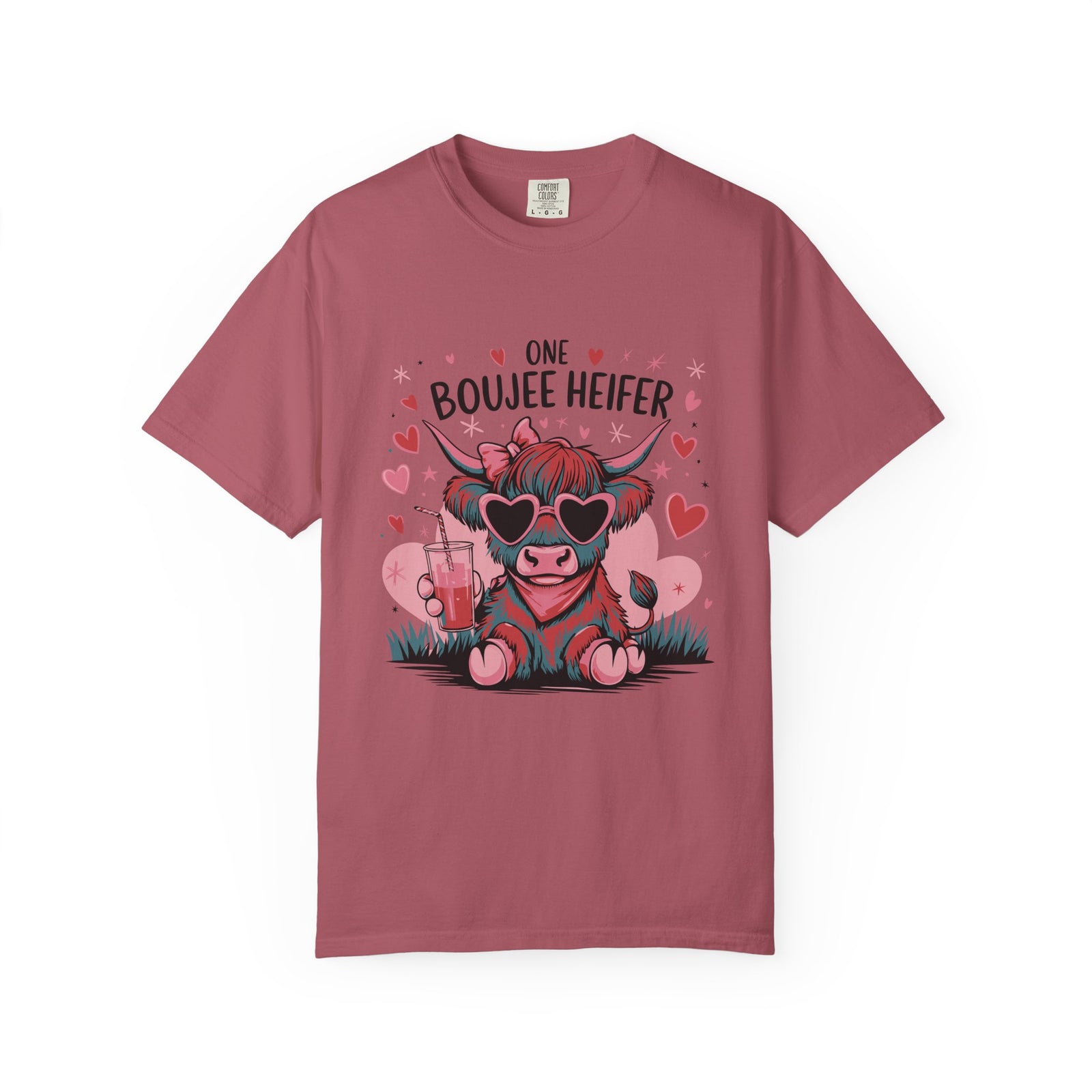 One Boujee Heifer Cute Cow Valentine's Day Graphic T-Shirt Short Sleeve Tee - Sydney So Sweet