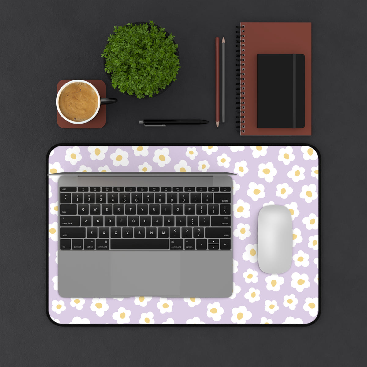 Floral Desk Mat - Lavender Daisy Flower Design for Home Office Decor - Sydney So Sweet