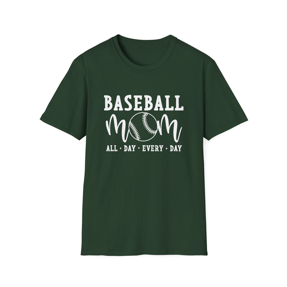 Baseball Mom All Day Graphic T-Shirt Cute Sports Mom Tee (12 Team Colors)