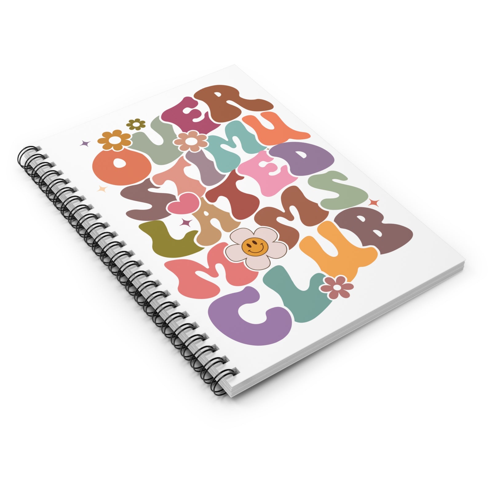 Overstimulated Moms Club Spiral Notebook Cute Retro Floral Ruled Journal