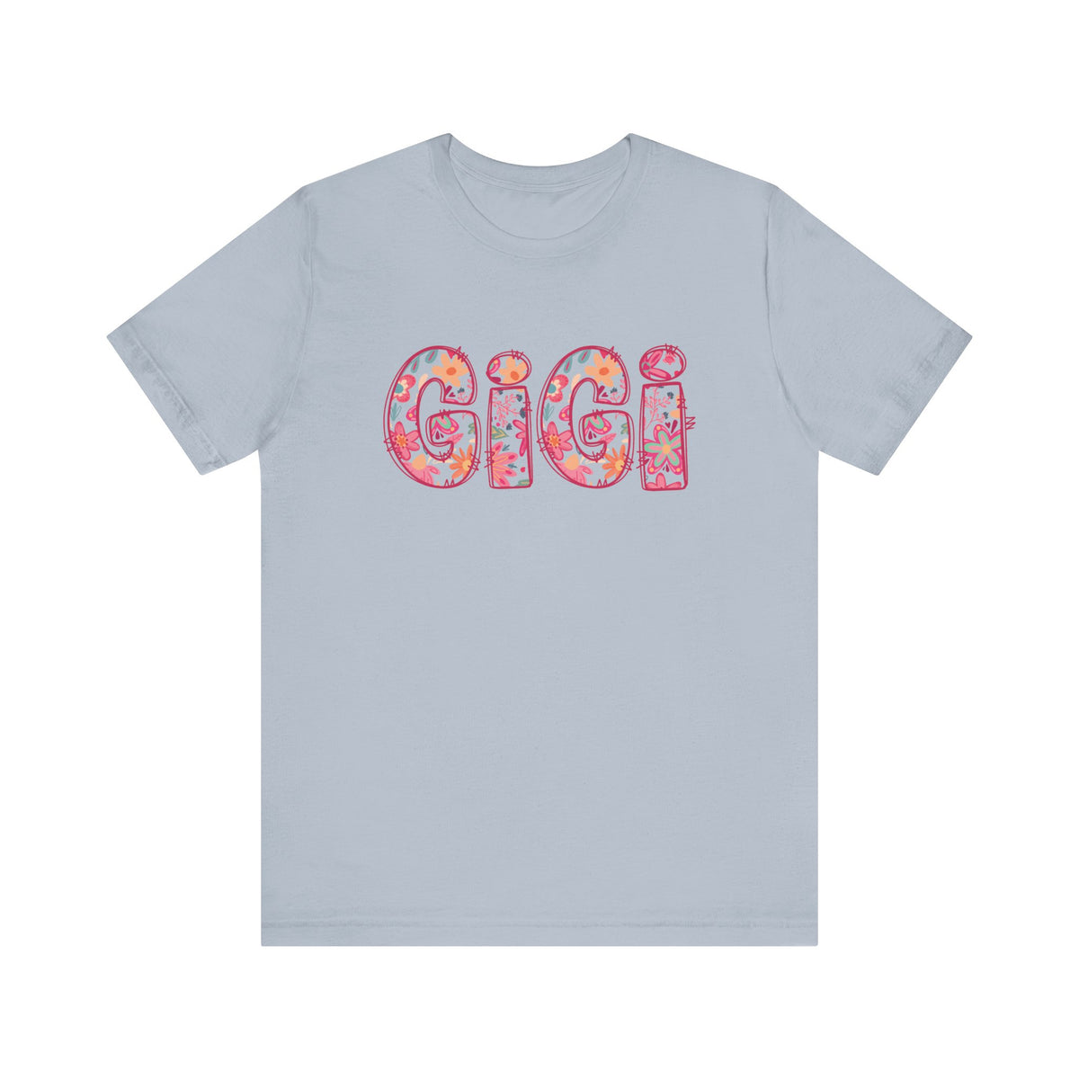 Gigi Boho Pink Floral Graphic T‑Shirt Flower Pattern Grandmother Tee