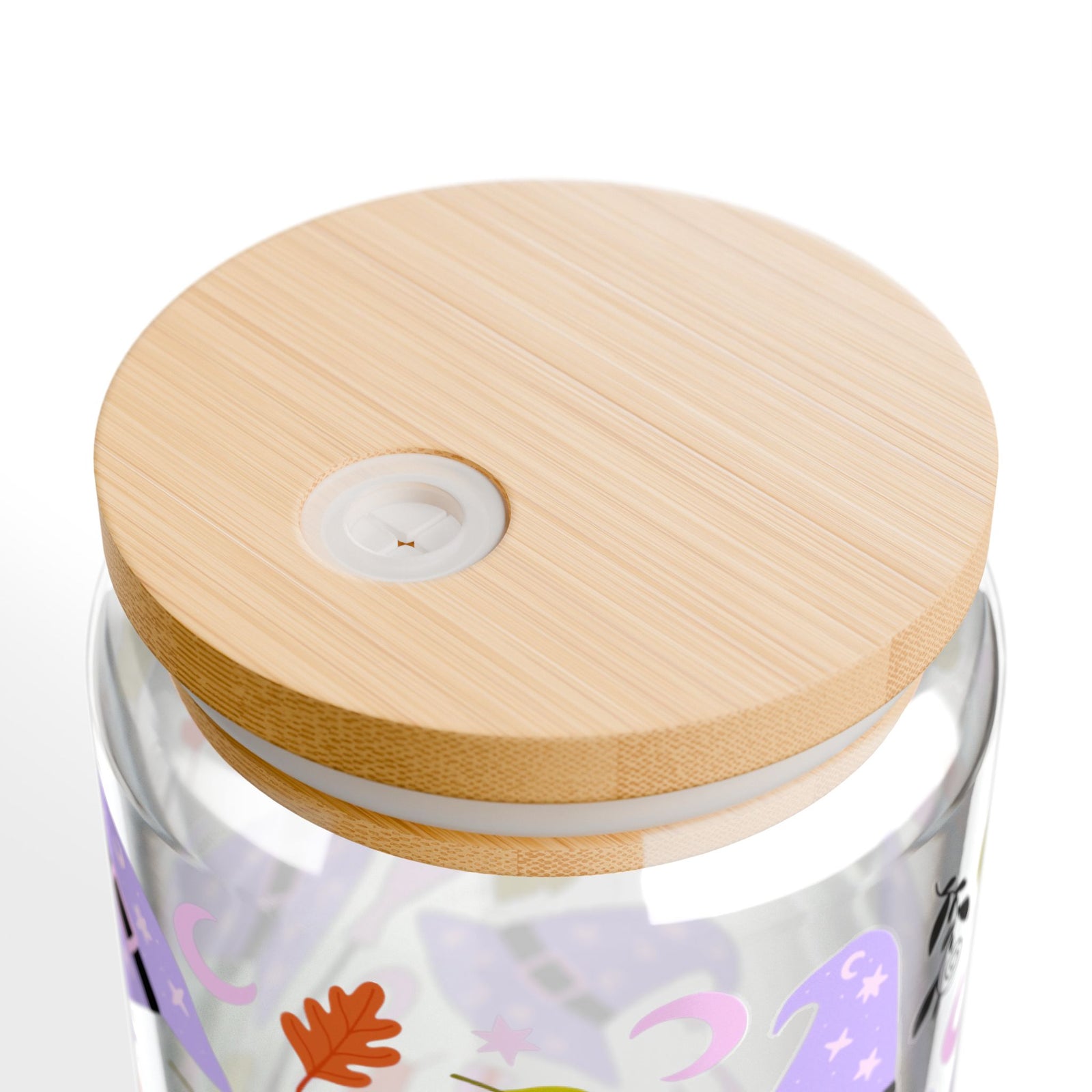 Witchy Lavender Witch Hat & Floral Fall Sipper Glass 16oz Reusable Drink Jar with Lid & Straw