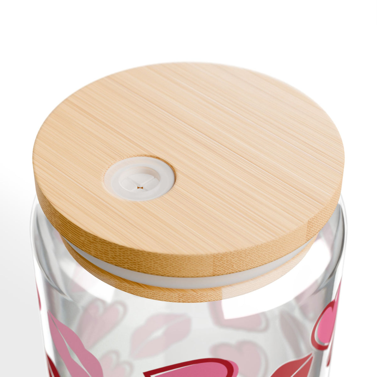 Kisses Lips & Hearts Tumbler Sipper Glass 16oz — Reusable Drink Jar with Lid & Straw