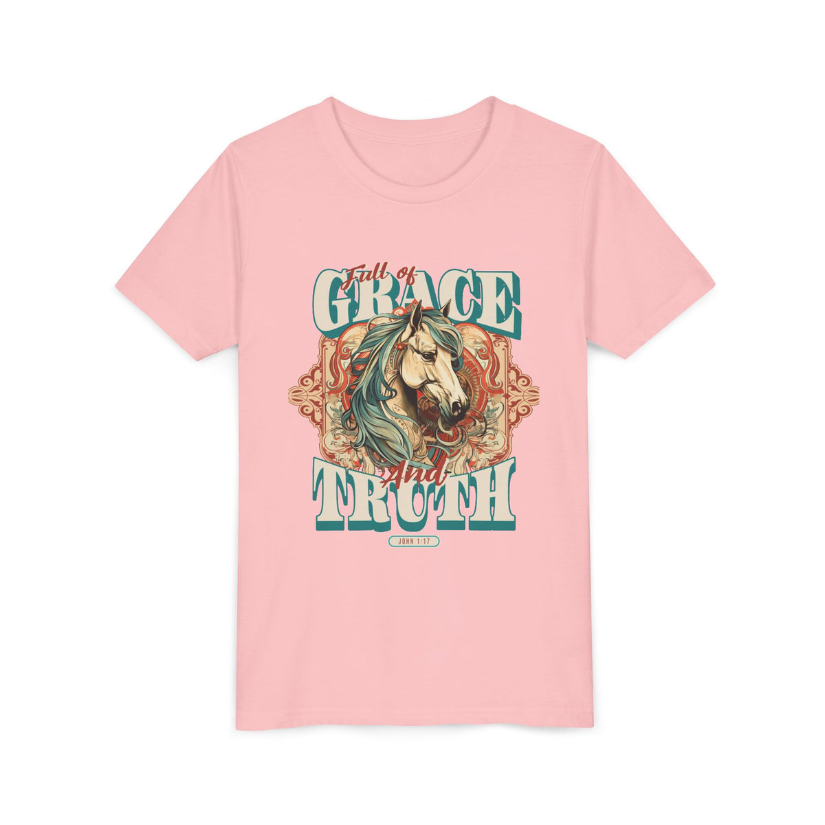Full of Grace and Truth Kids T-Shirt Western Horse Christian Graphic Tee
