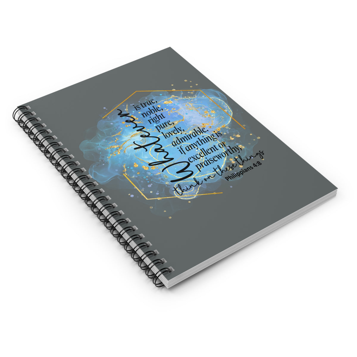 Think on These Things Christian Gratitude Spiral Notebook Inspirational Ruled Journal