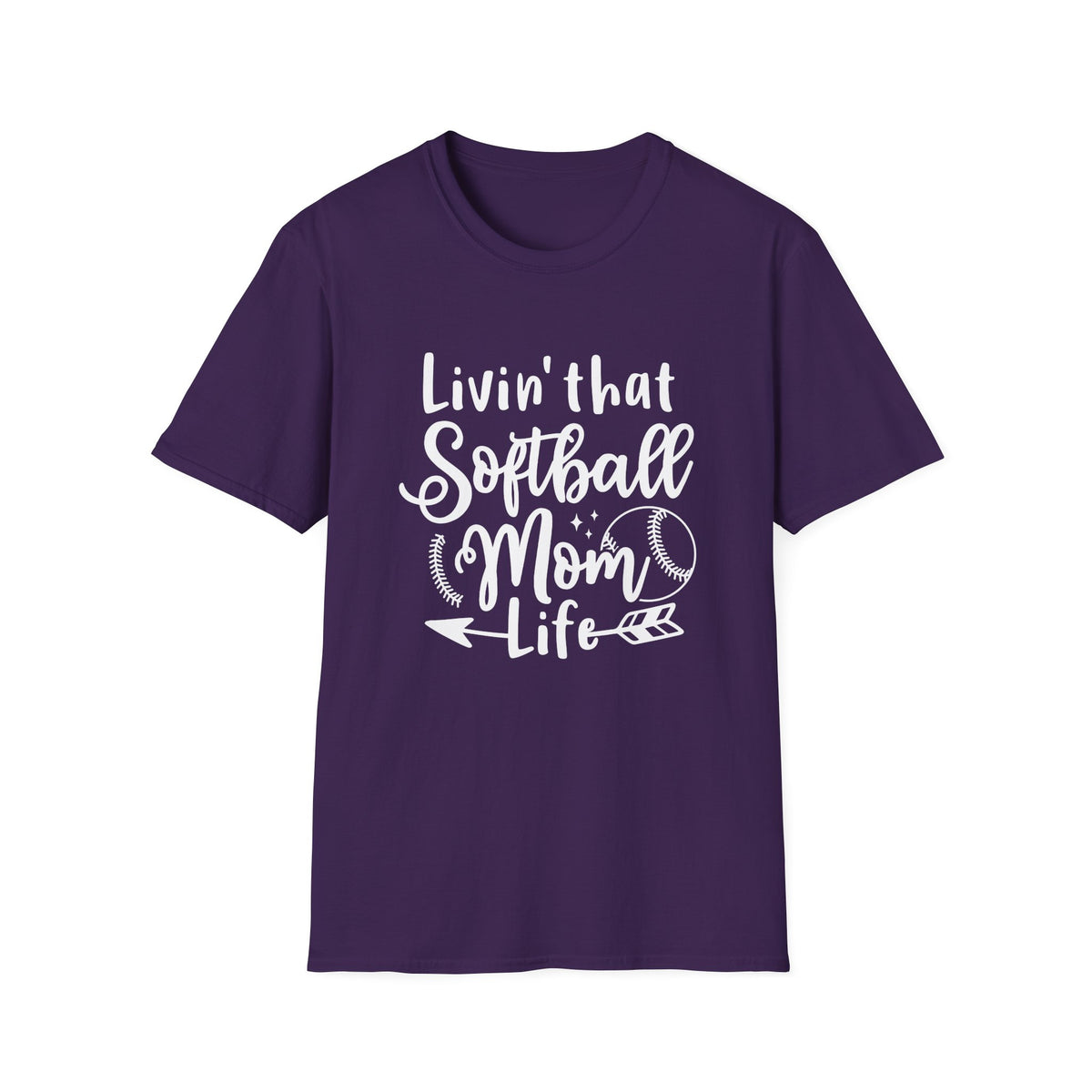 Livin' That Softball Mom Life Graphic T-Shirt Cute Sports Mom Tee (12 Team Colors)