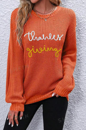 THANKSGIVING Round Neck Long Sleeve Sweater - Sydney So Sweet