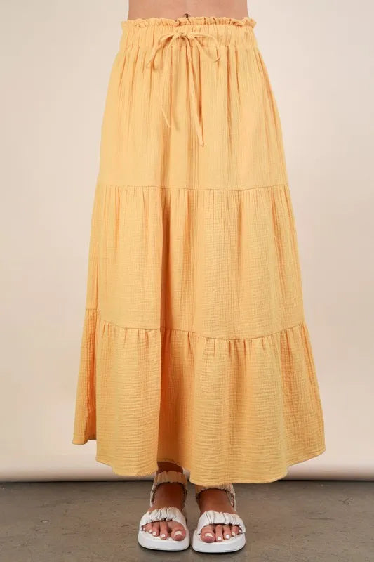 VERY J Elastic Waist Tiered Maxi Skirt - Sydney So Sweet