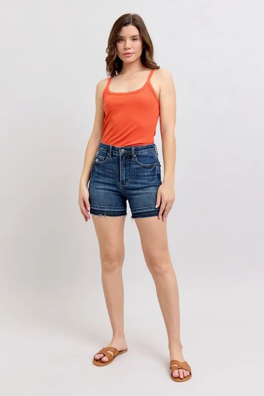 Judy Blue High Waist Tummy Control Destroy Release Hem Denim Shorts - Sydney So Sweet