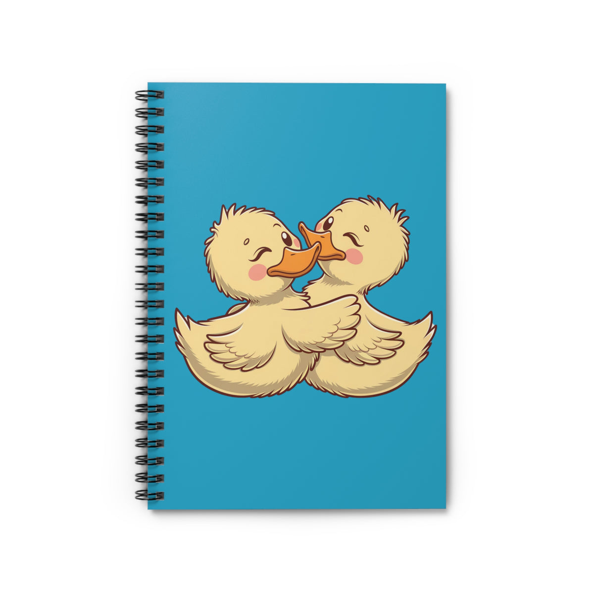 Cute Ducklings Spiral Notebook Kissing Duck Couple Ruled Journal