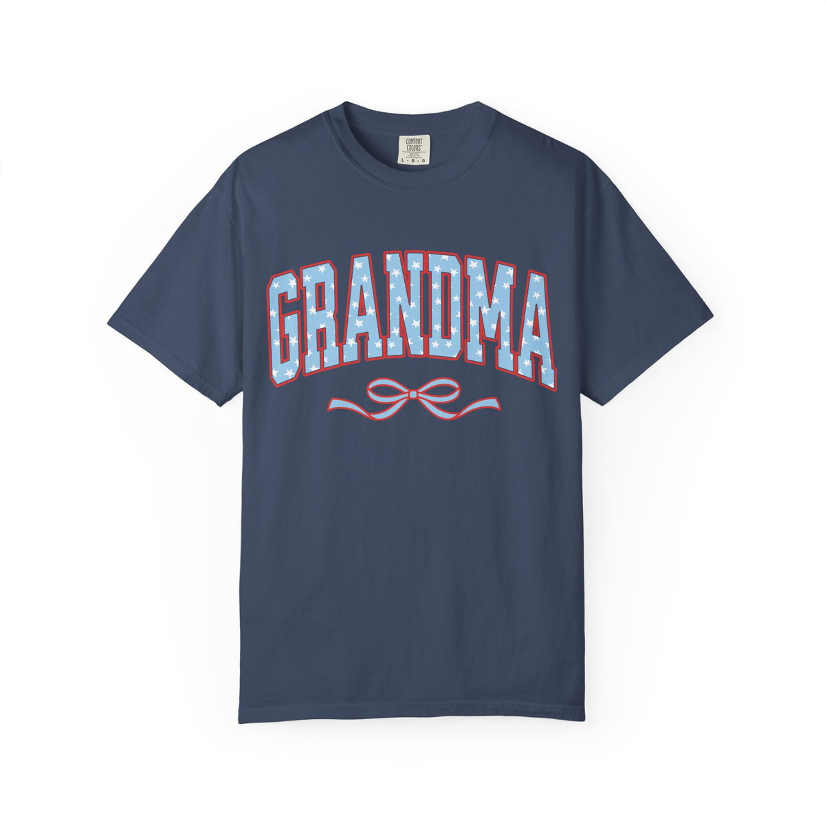 Grandma 4th of July USA Coquette Varsity Blue Bow Patriotic T-shirt Preppy Star Tee