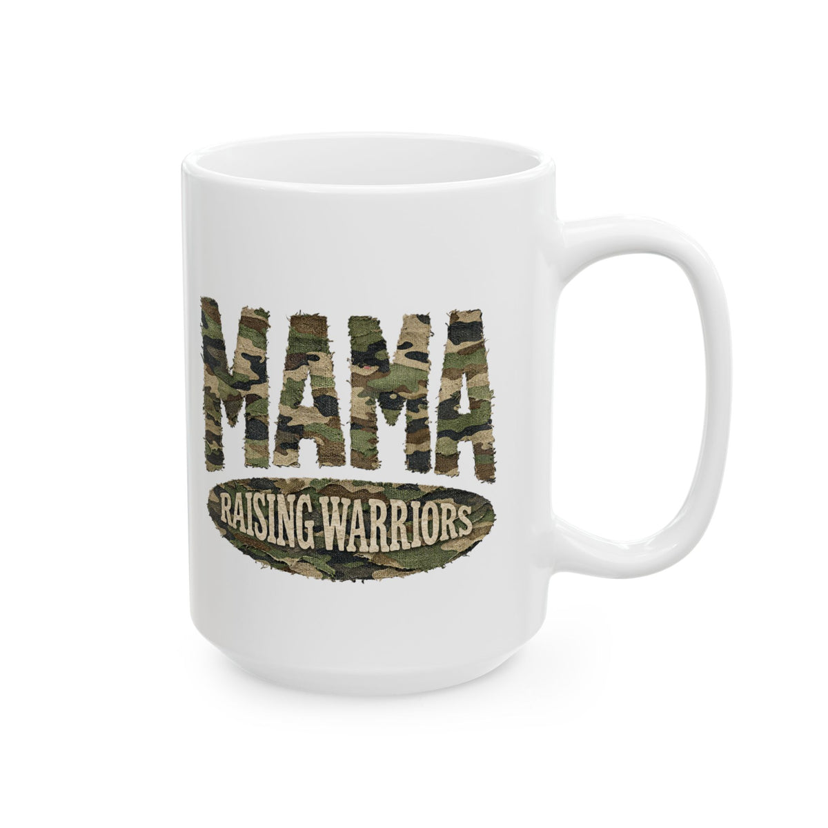 Camo Mama Raising Warriors Cute Ceramic Mug Coffee Cup (11oz & 15oz)