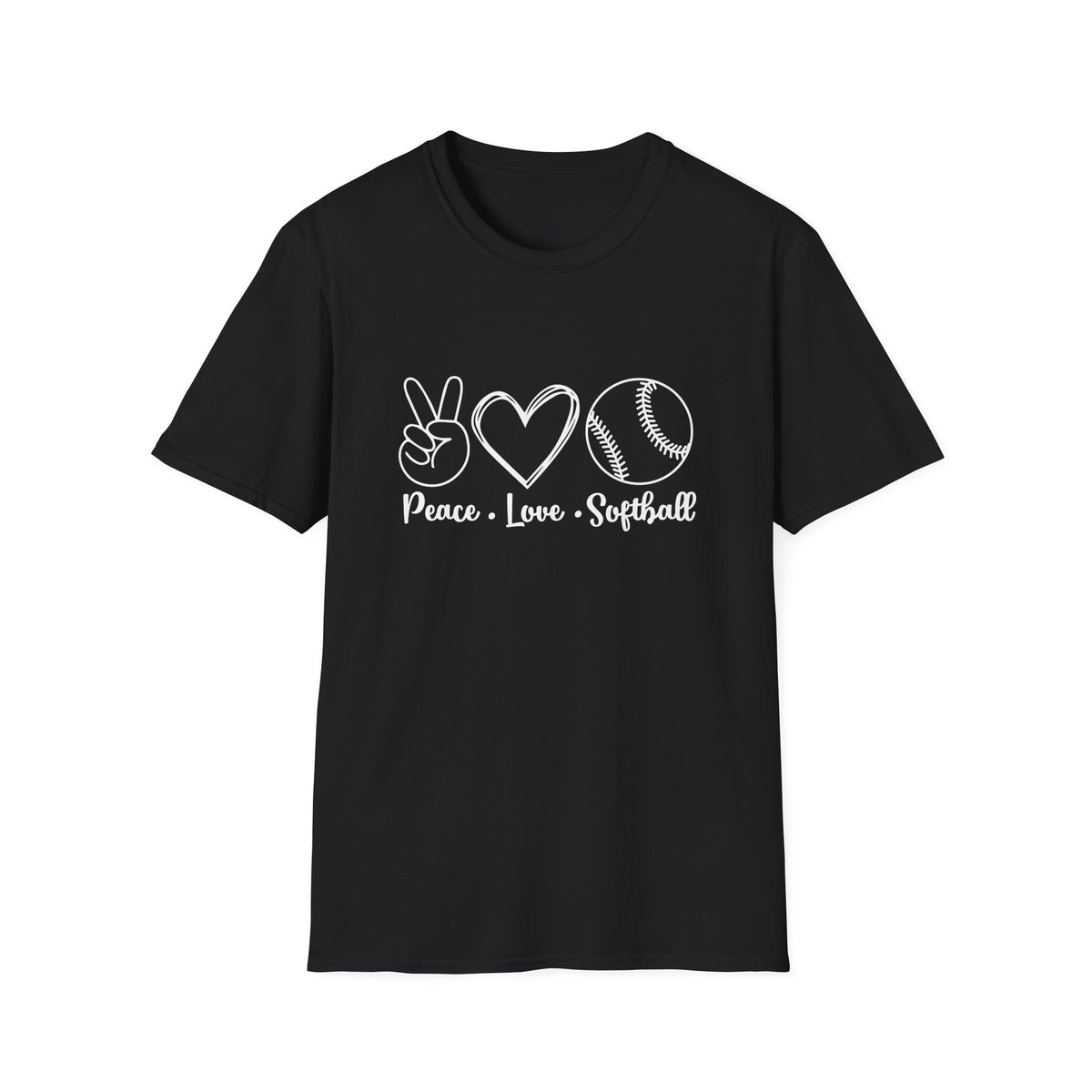 Peace Love Softball Repeat Graphic T-Shirt Cute Sports Mom Tee (12 Team Colors)