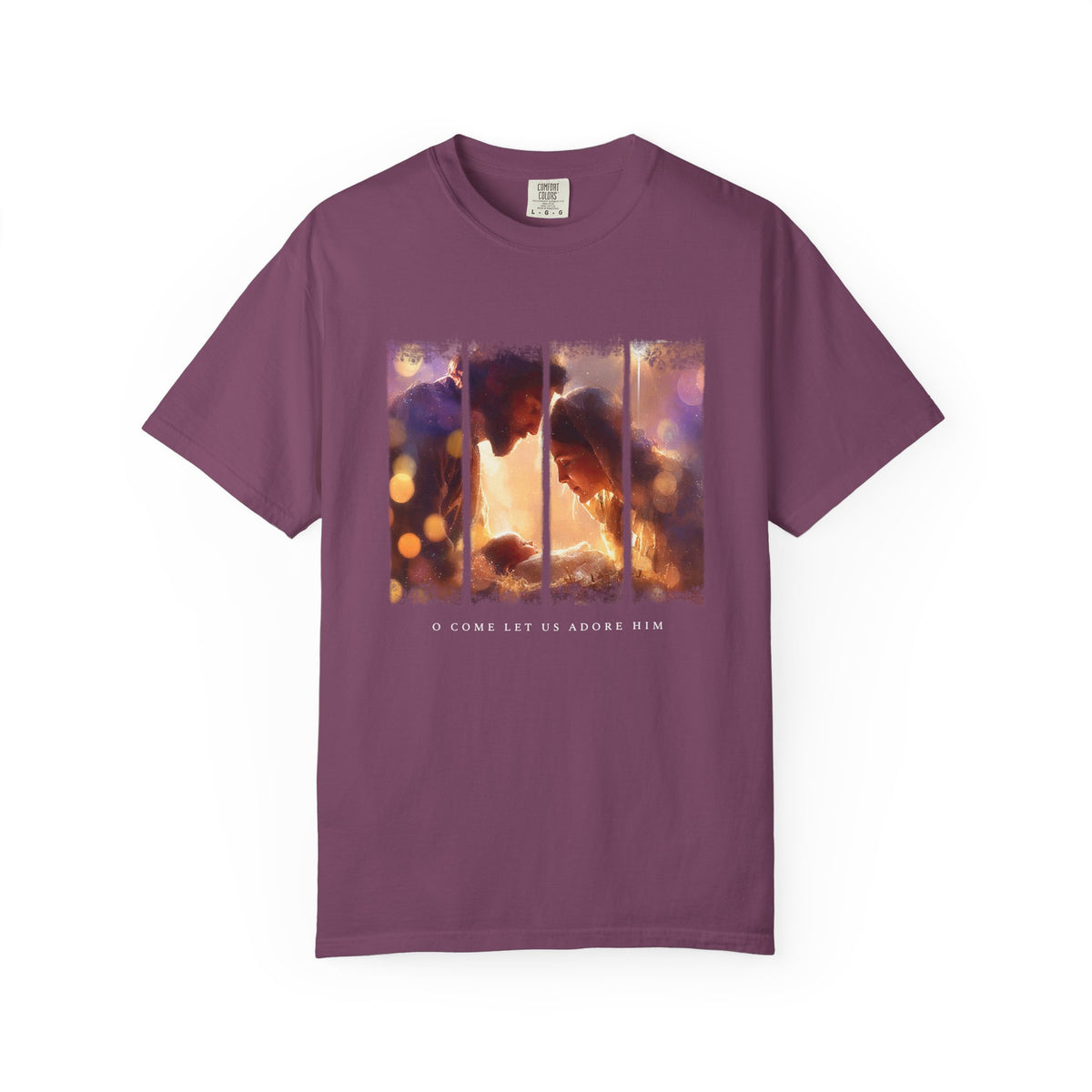 O Come Let Us Adore Him Holy Family Christmas T-Shirt Christian Graphic Tee