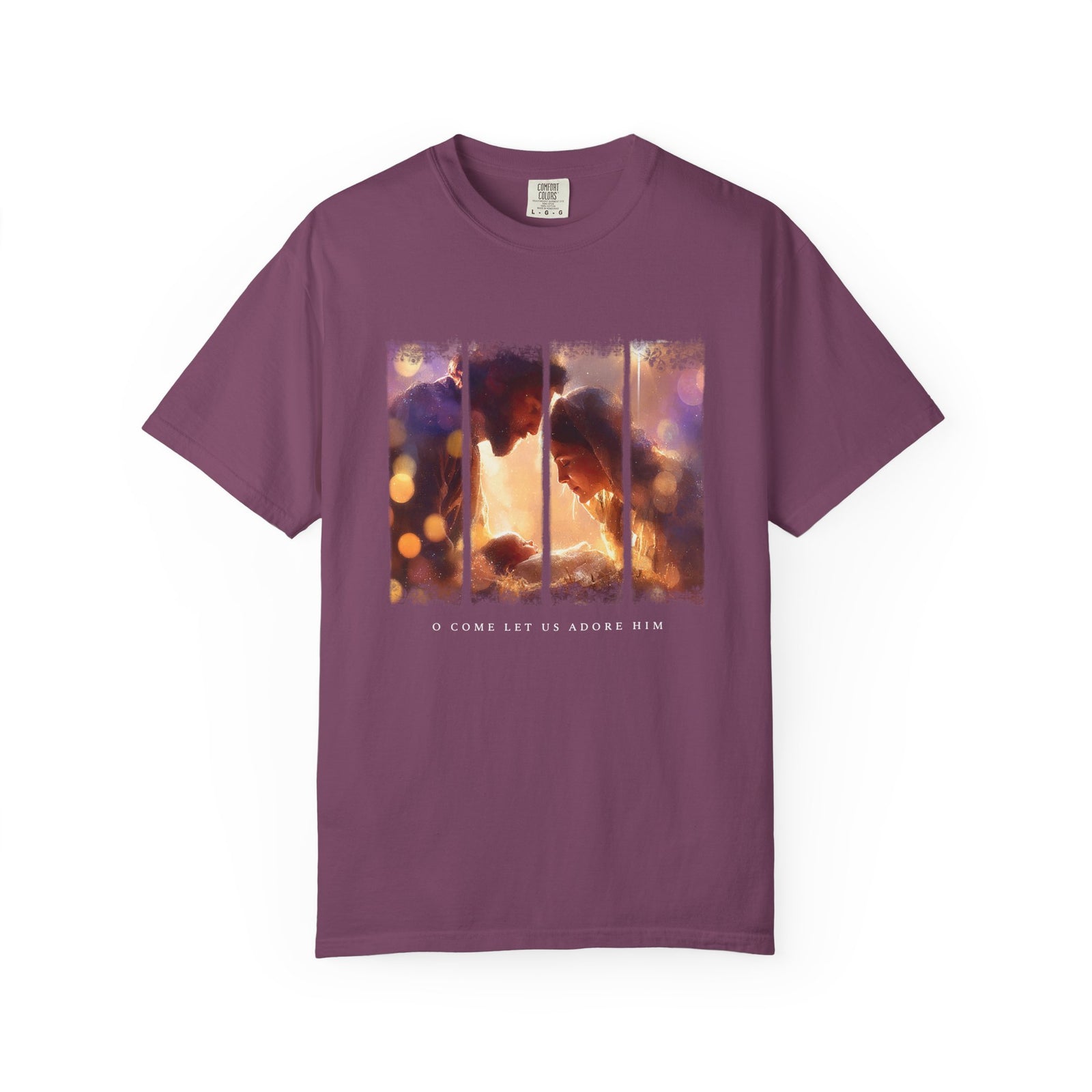 O Come Let Us Adore Him Holy Family Christmas T-Shirt Christian Graphic Tee