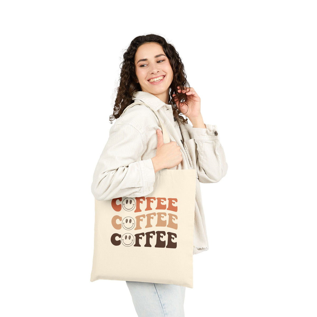 Coffee Coffee Coffee Smile Cotton Canvas Tote Bag