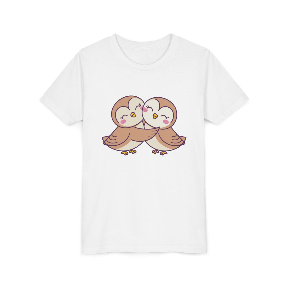 Owl Hug Kids T-Shirt Adorable Cartoon Owl Youth Tee