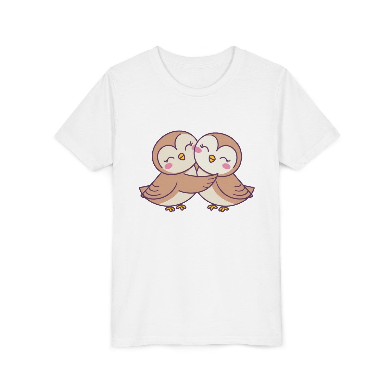 Owl Hug Kids T-Shirt Adorable Cartoon Owl Youth Tee