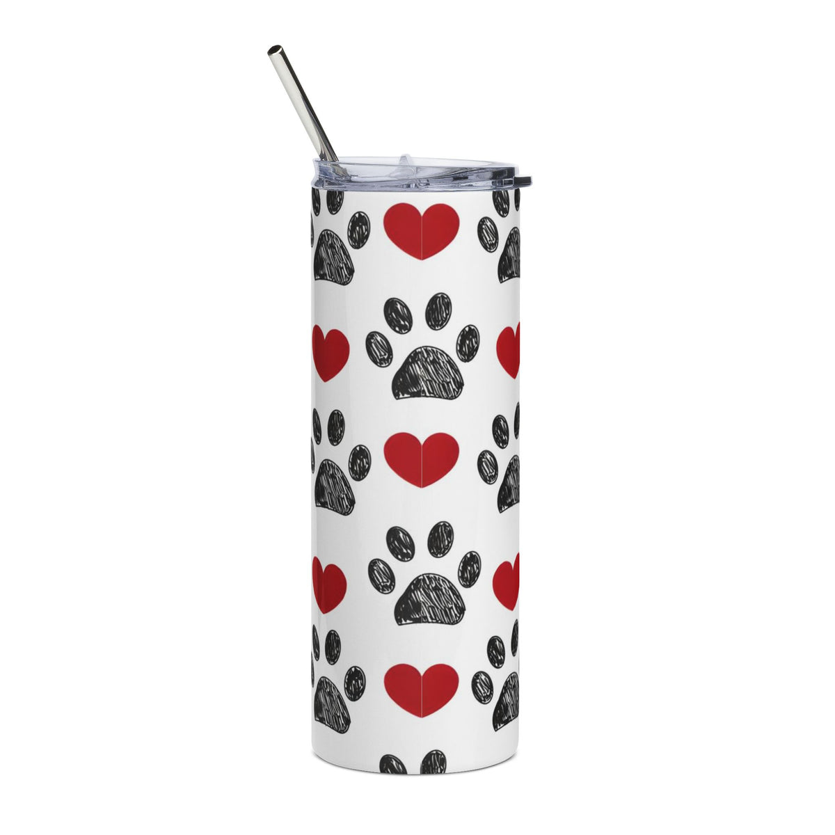 Paw Print Red & Black 20oz Stainless Tumbler Insulated Travel Cup - Sydney So Sweet
