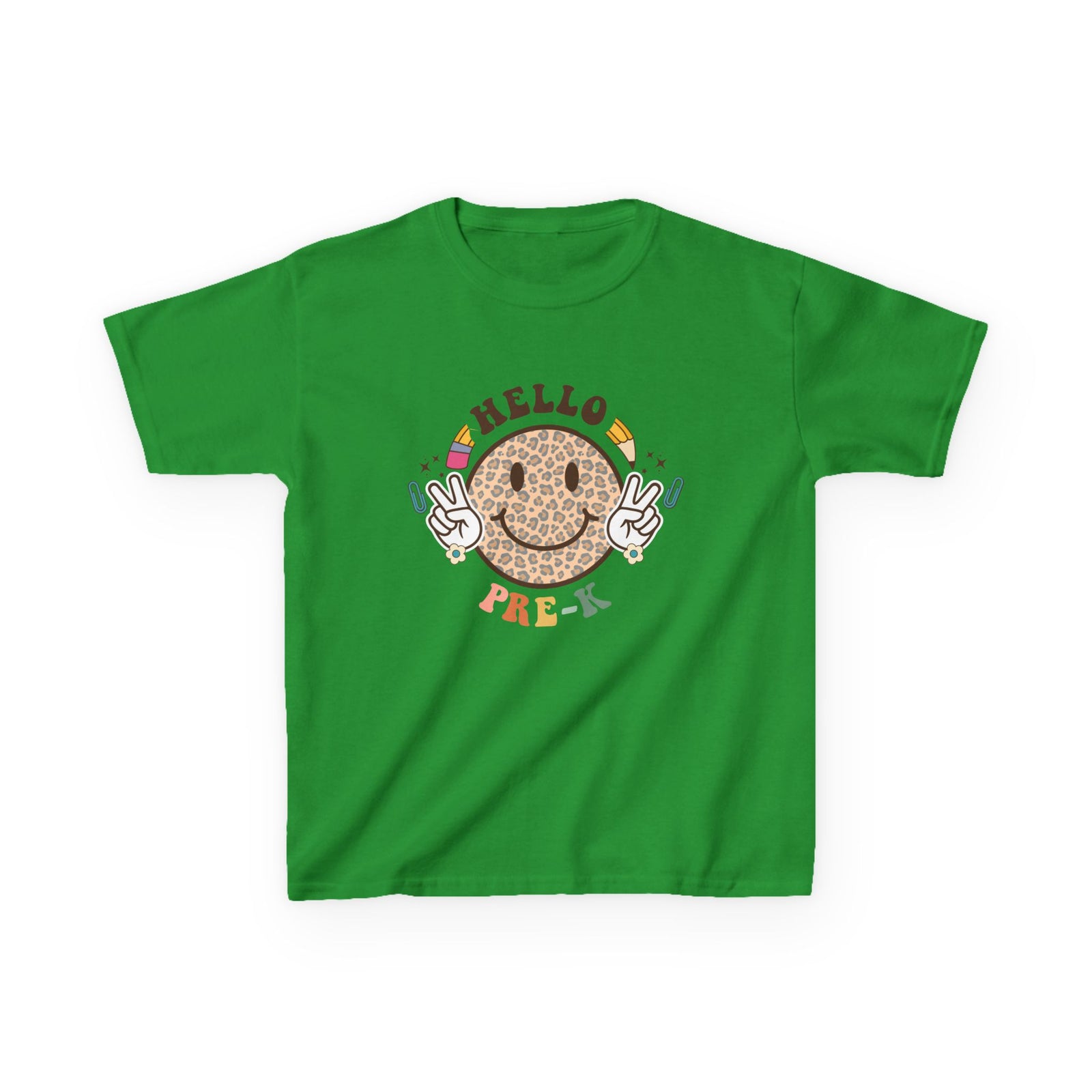 Pre-K Cheetah Smiley Face Graphic Tee Back-to-School Pre-K Kids T-Shirt