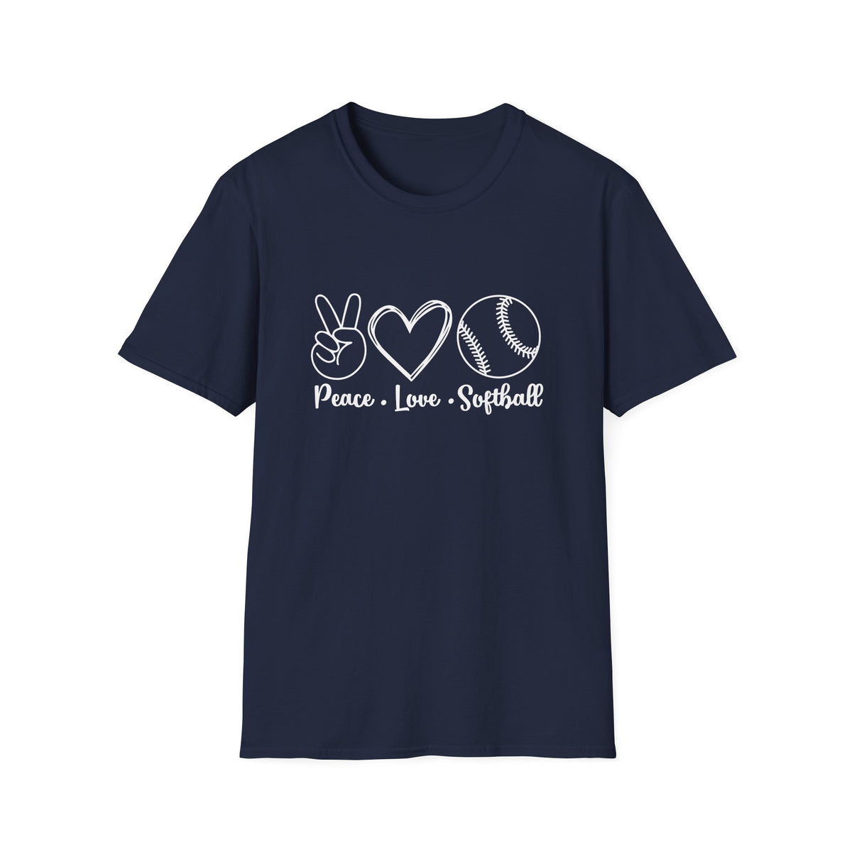 Peace Love Softball Repeat Graphic T-Shirt Cute Sports Mom Tee (12 Team Colors)