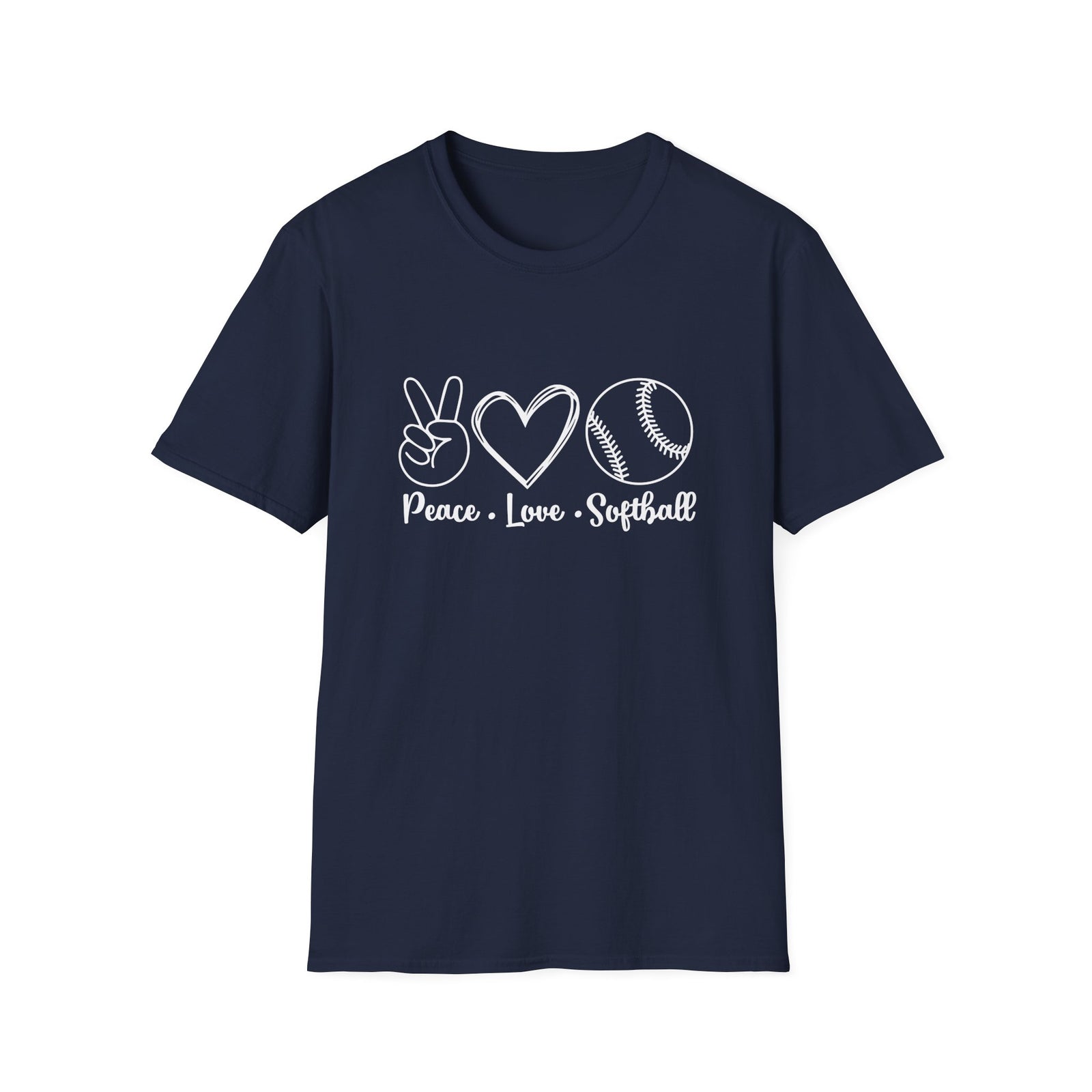 Peace Love Softball Repeat Graphic T-Shirt Cute Sports Mom Tee (12 Team Colors)