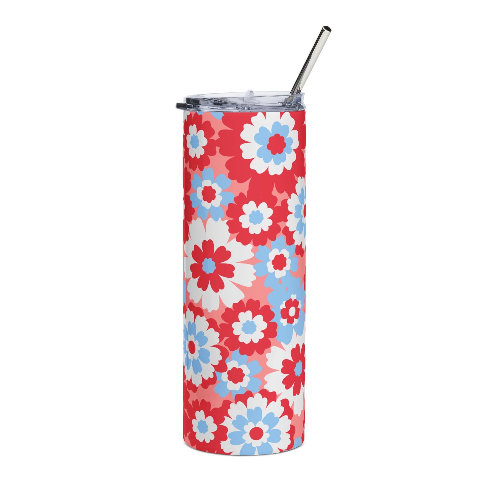 Floral Freedom II Red White & Blue 20oz Tumbler Stainless Steel Insulated Travel Cup