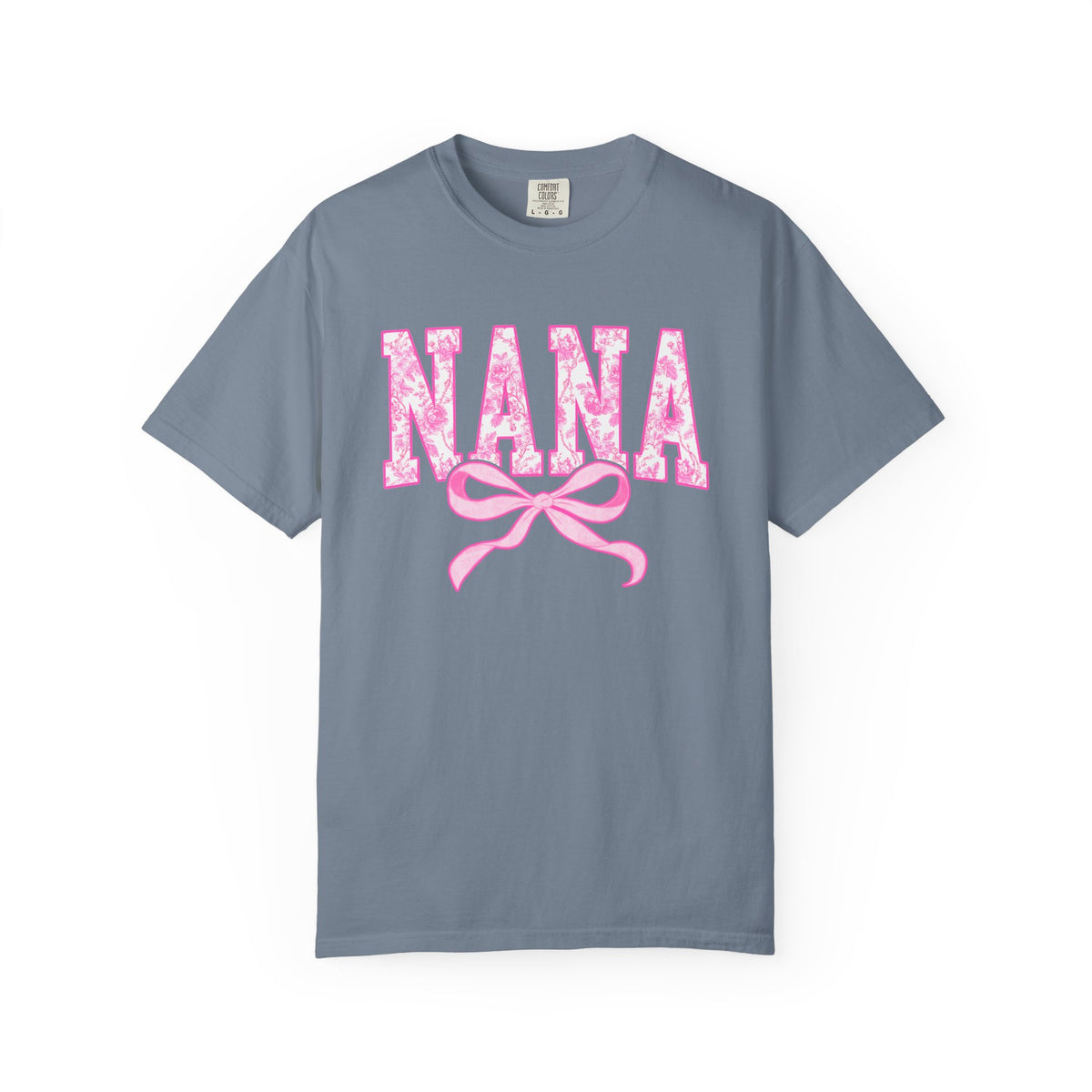 Nana Coquette Pink Toile Bow T-Shirt Cute Grandmother Graphic Tee