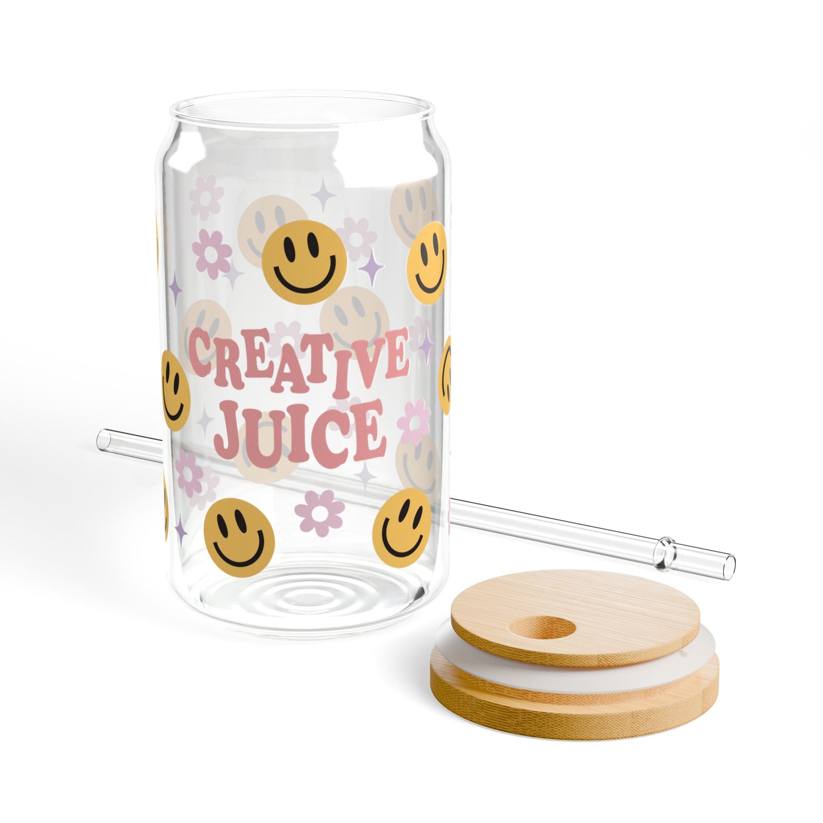 Creative Juice Tumbler Sipper Glass 16oz — Reusable Drink Jar with Lid & Straw - Sydney So Sweet