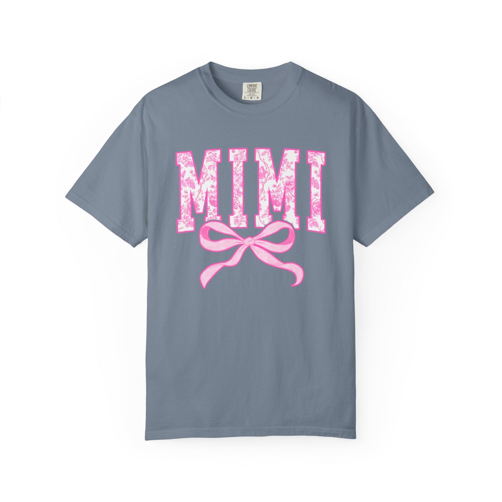 Mimi Coquette Pink Toile Bow T-Shirt Cute Grandmother Graphic Tee