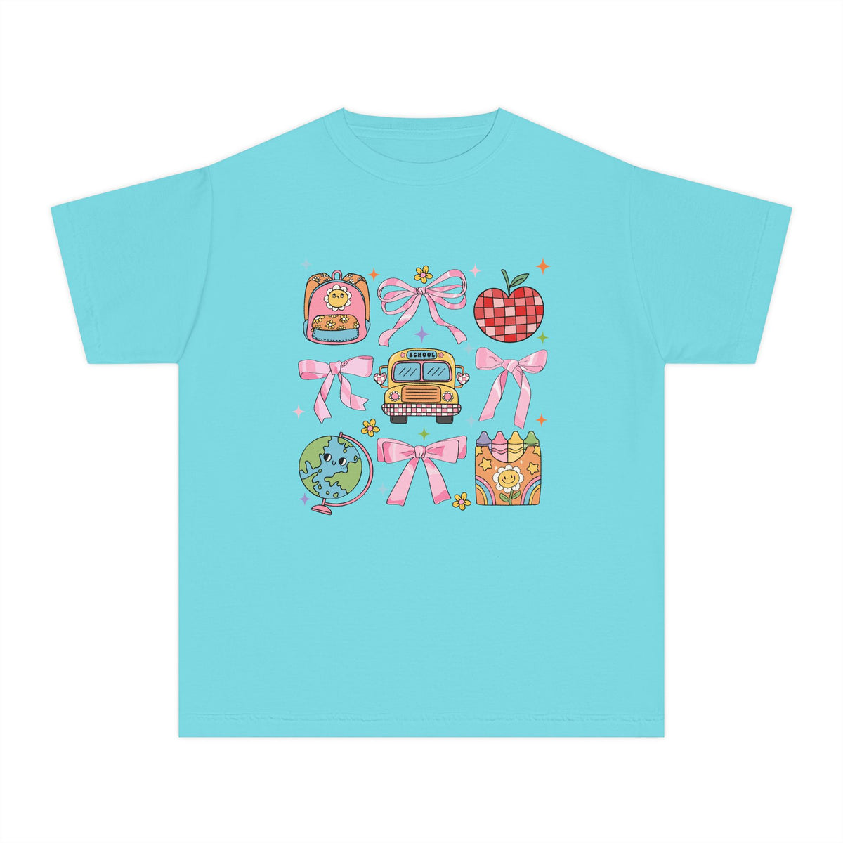 Coquette Back to School Bow Graphic Tee Kids Preppy Cute T-Shirt