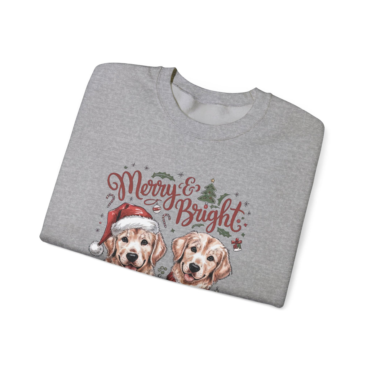 Merry & Bright Christmas Dogs Crewneck Unisex Sweatshirt