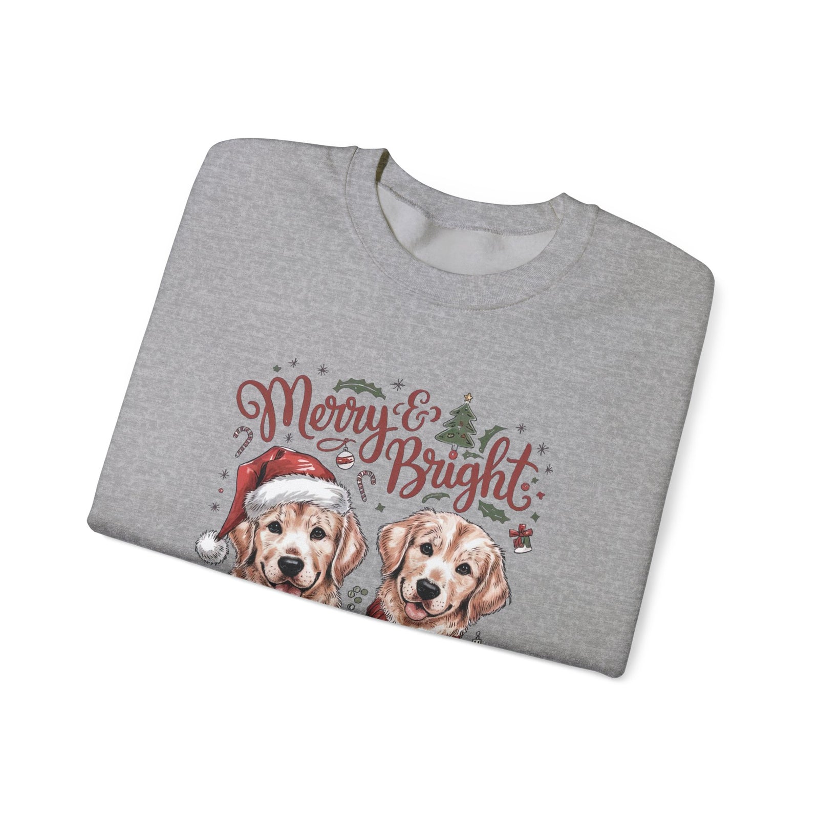 Merry & Bright Christmas Dogs Crewneck Unisex Sweatshirt