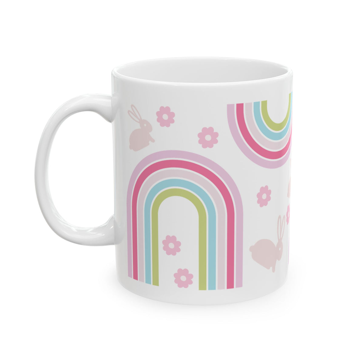 Pastel Bunny Rainbow Cute Ceramic Mug Coffee Cup (11oz & 15oz)