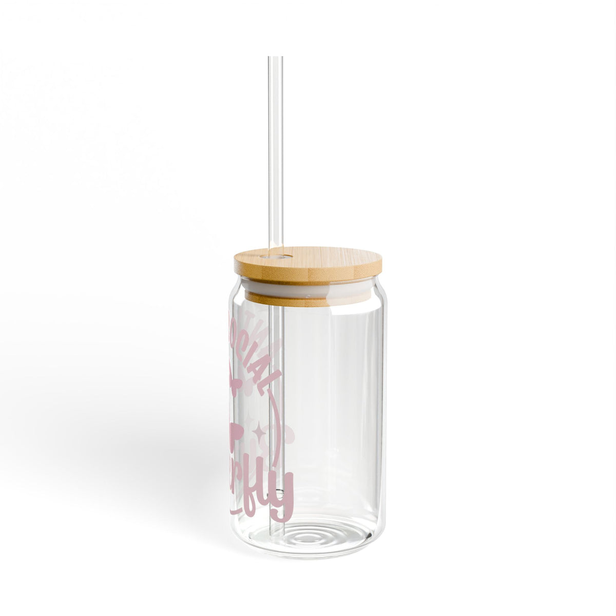 Anti-social Butterfly Tumbler Sipper Glass 16oz — Reusable Drink Jar with Lid & Straw
