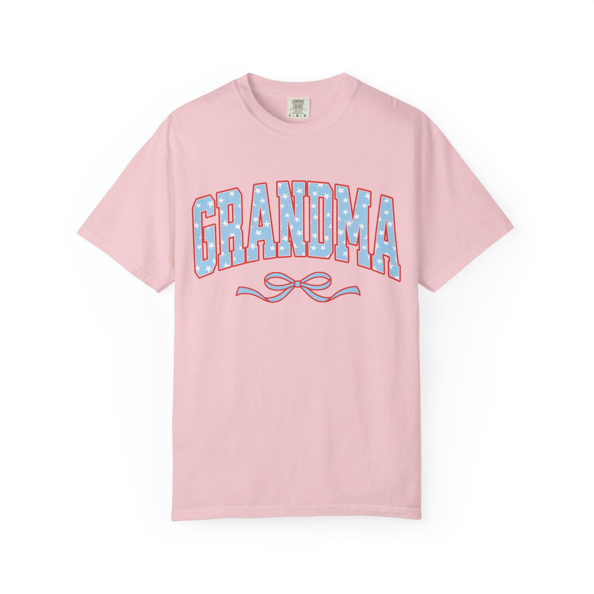 Grandma 4th of July USA Coquette Varsity Blue Bow Patriotic T-shirt Preppy Star Tee