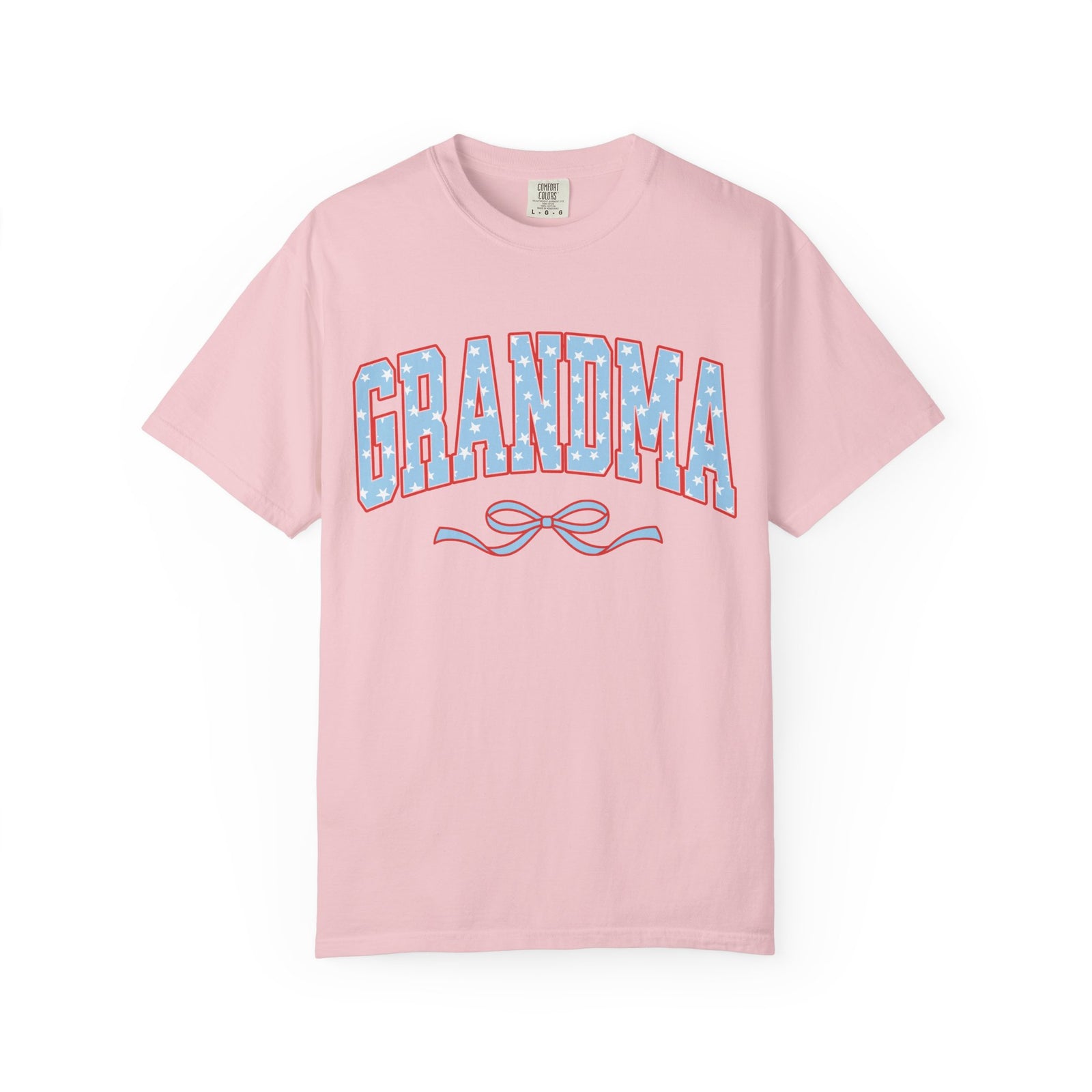 Grandma 4th of July USA Coquette Varsity Blue Bow Patriotic T-shirt Preppy Star Tee