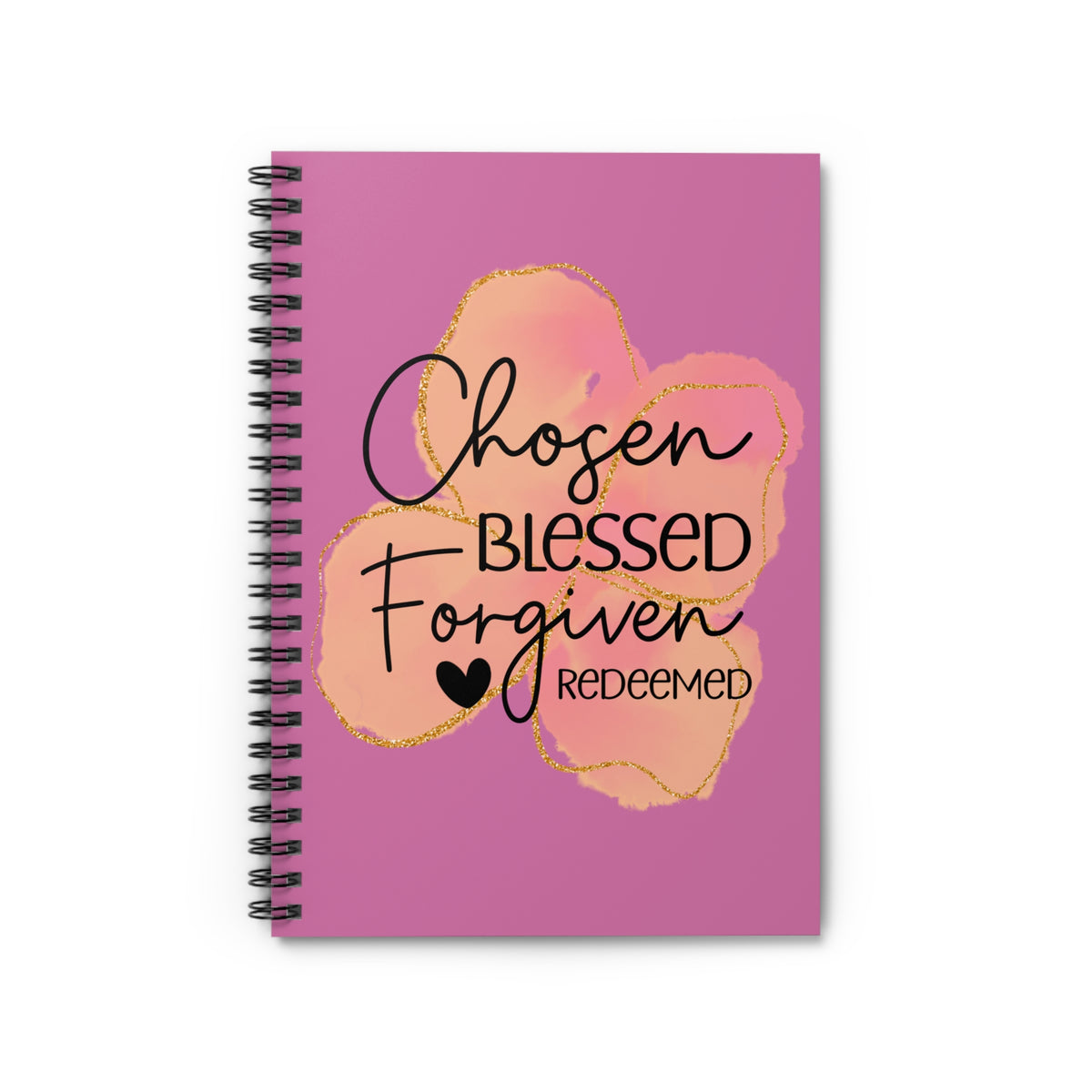 Chosen Blessed Forgiven Redeemed Pink Spiral Notebook Christian Inspirational Ruled Journal