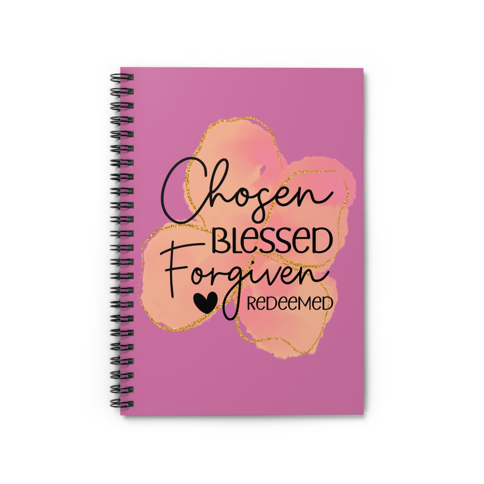 Chosen Blessed Forgiven Redeemed Pink Spiral Notebook Christian Inspirational Ruled Journal