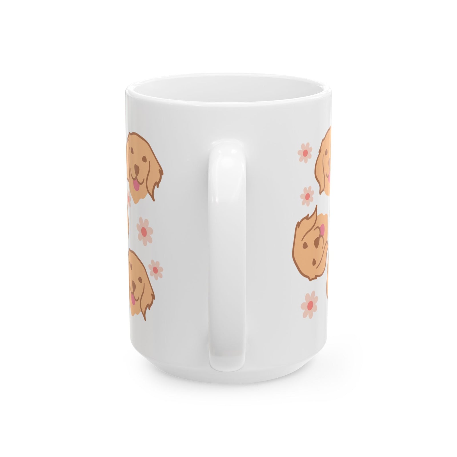 Golden Retriever Pattern Ceramic Mug — Cute Dog & Flowers Coffee Cup (11oz, 15oz)