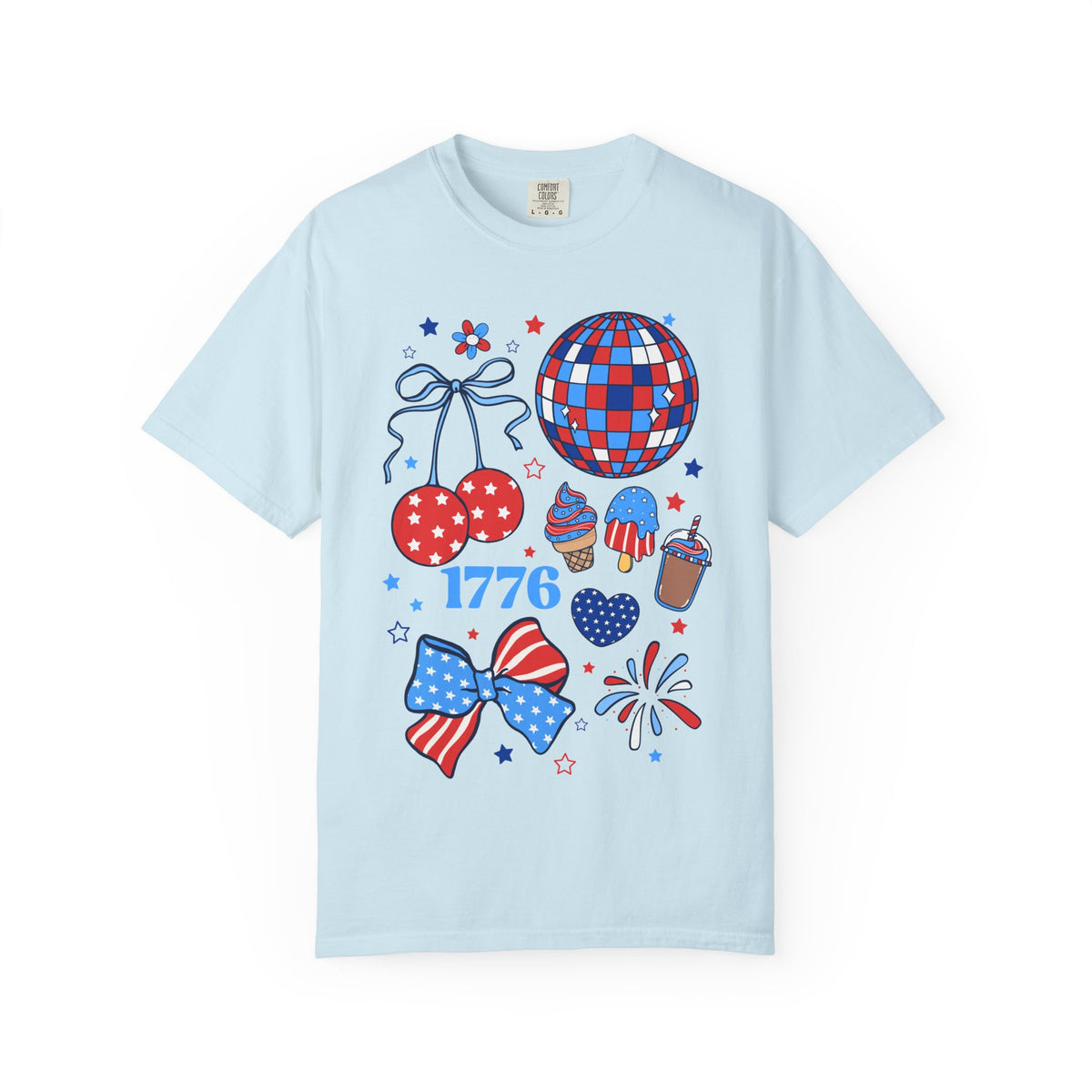 1776 Patriotic Graphic T-Shirt Americana 4th of July Icons Tee