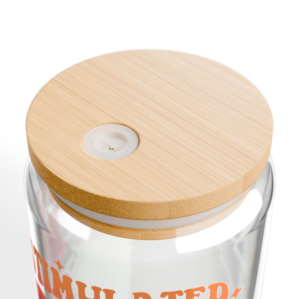 Overstimulated Moms Club Pink & Orange Sipper Glass 16oz Reusable Drink Jar with Lid & Straw