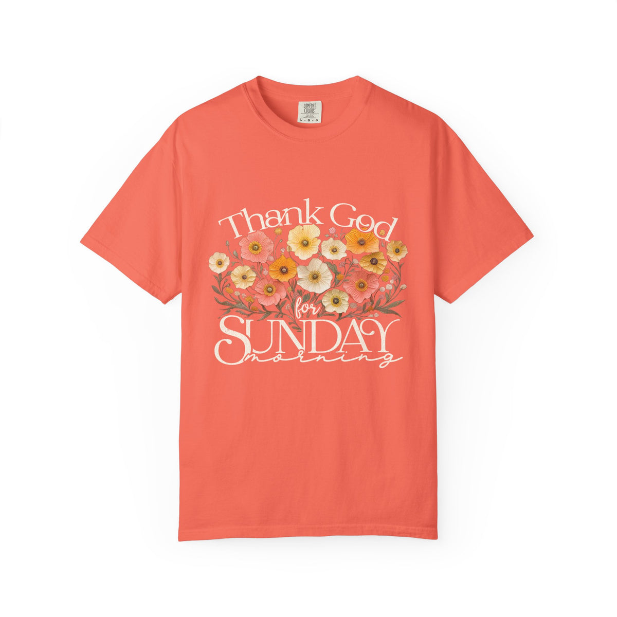 Thank God for Sunday Morning Christian Church Floral T‑Shirt Unisex Distressed Tee