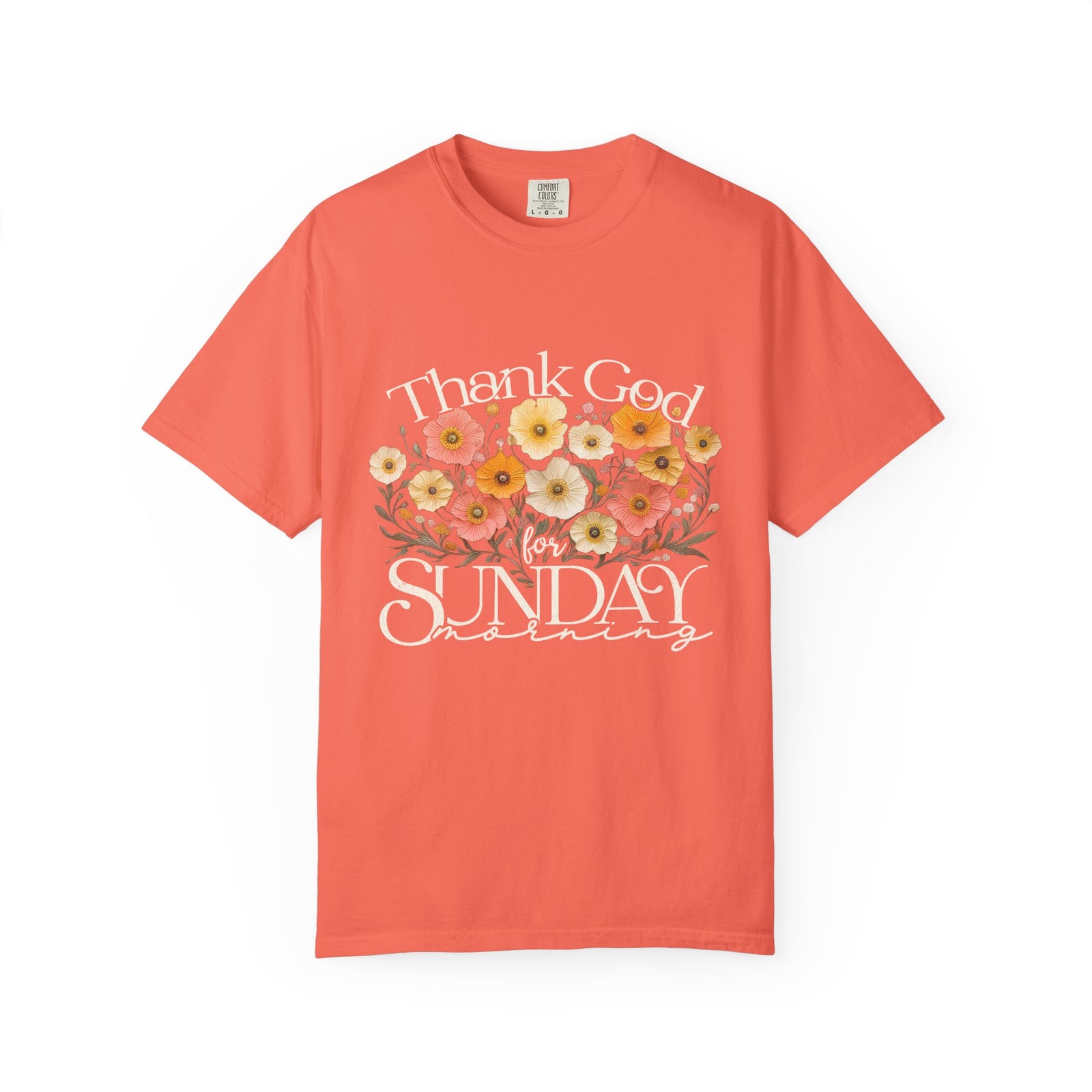 Thank God for Sunday Morning Christian Church Floral T‑Shirt Unisex Distressed Tee