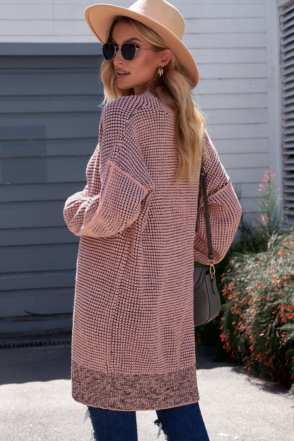 Woven Right Heathered Open Front Longline Cardigan - Sydney So Sweet