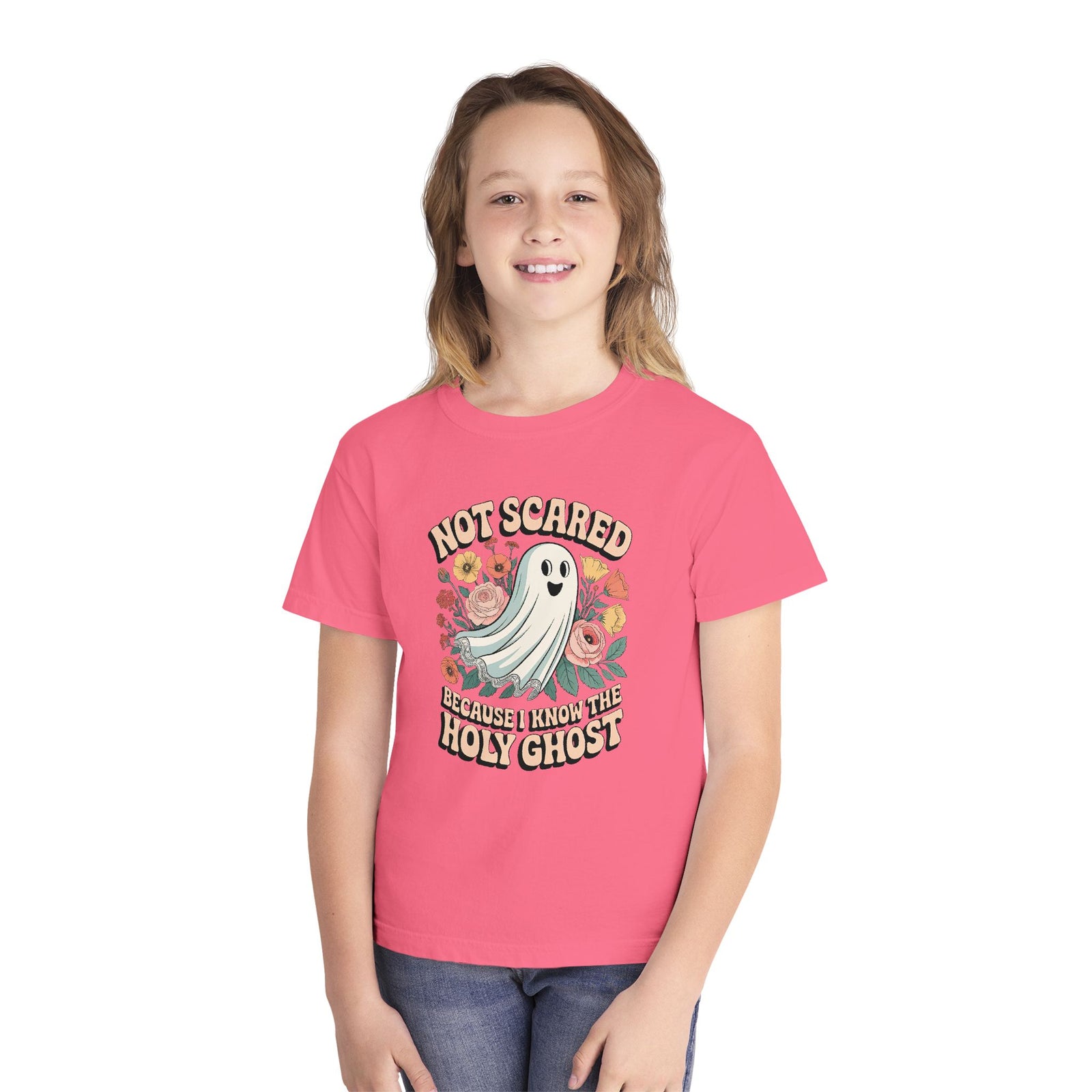 Not Scared Holy Ghost T-Shirt Christian Halloween Kids Graphic Tee