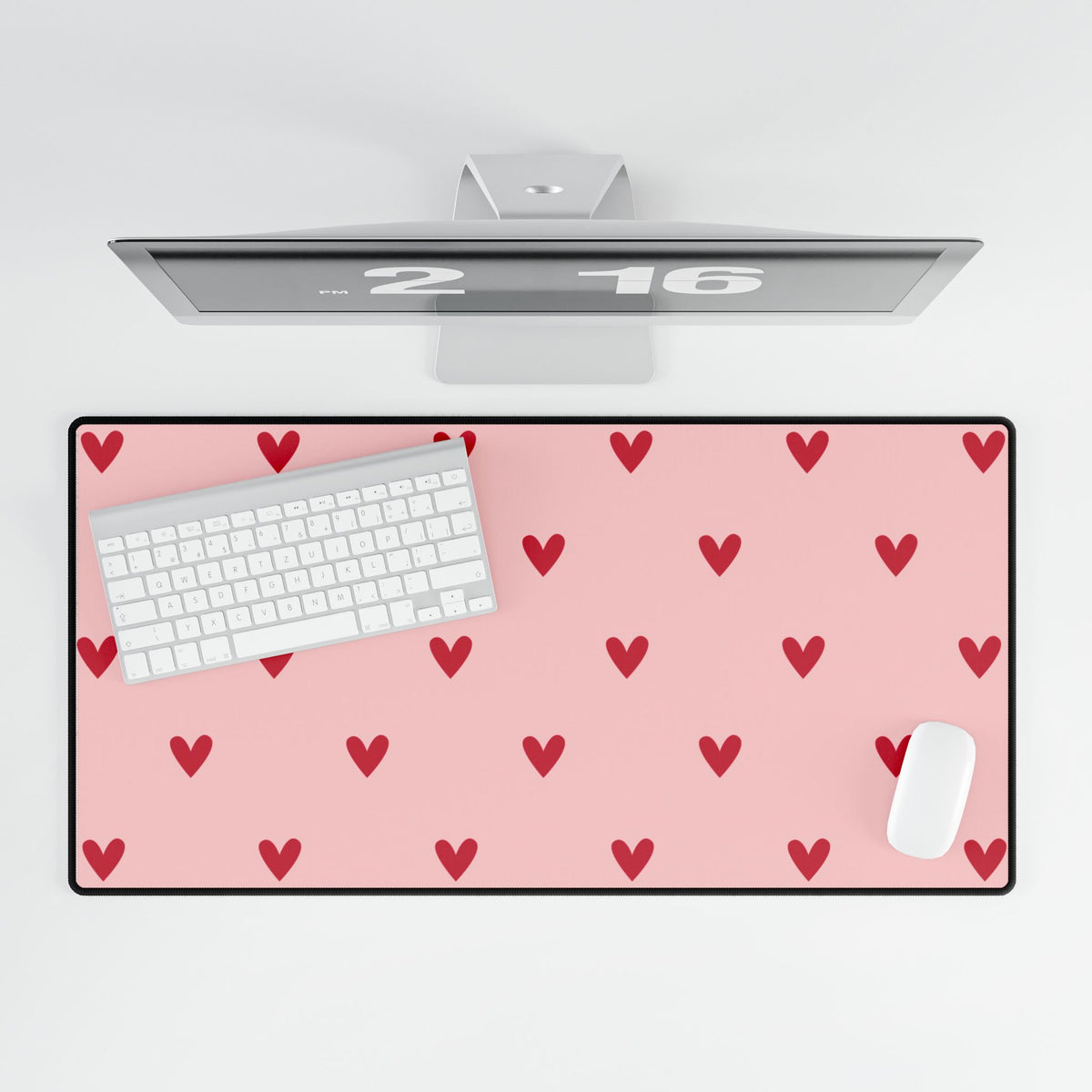 Pink Heart Pattern Desk Mat