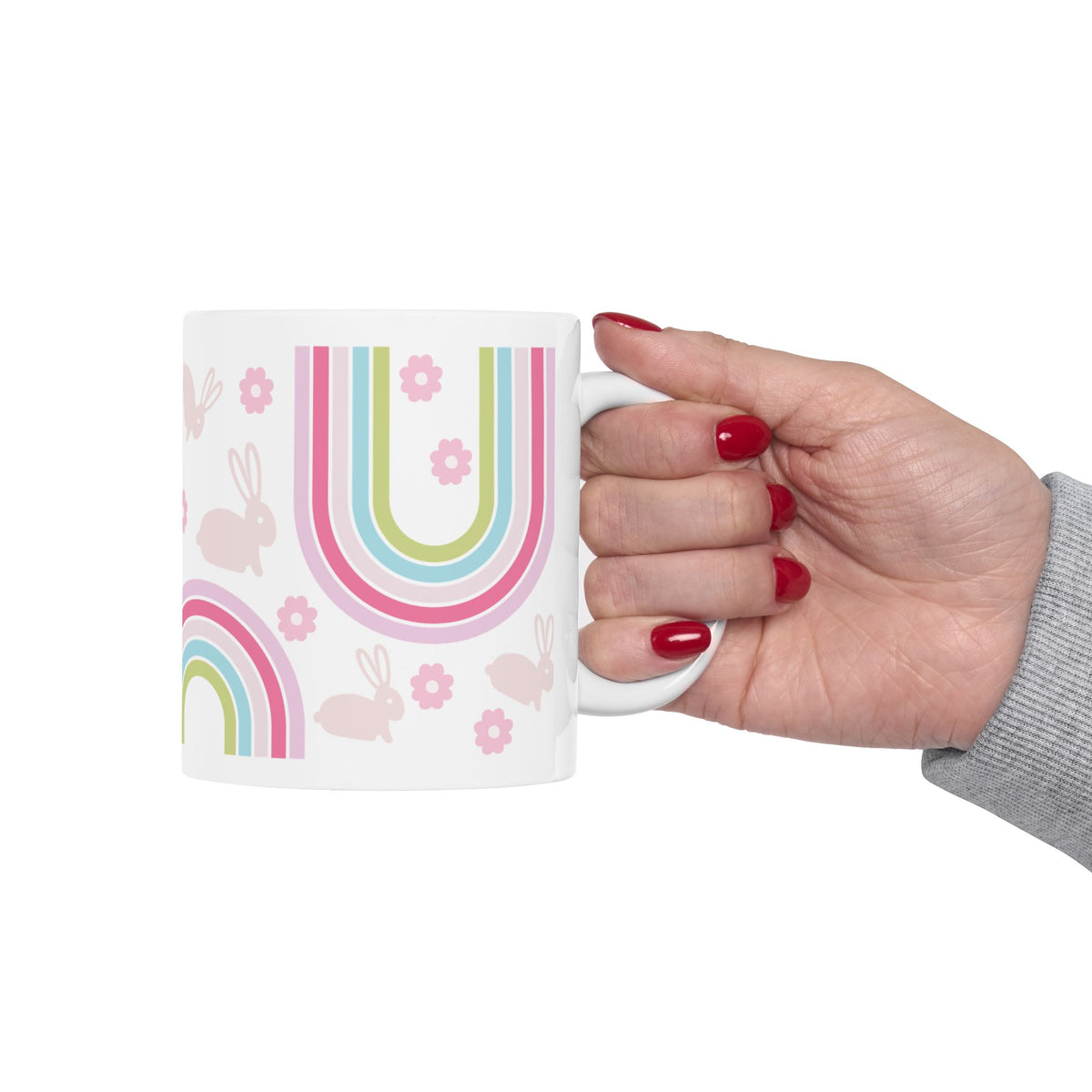 Pastel Bunny Rainbow Cute Ceramic Mug Coffee Cup (11oz & 15oz)