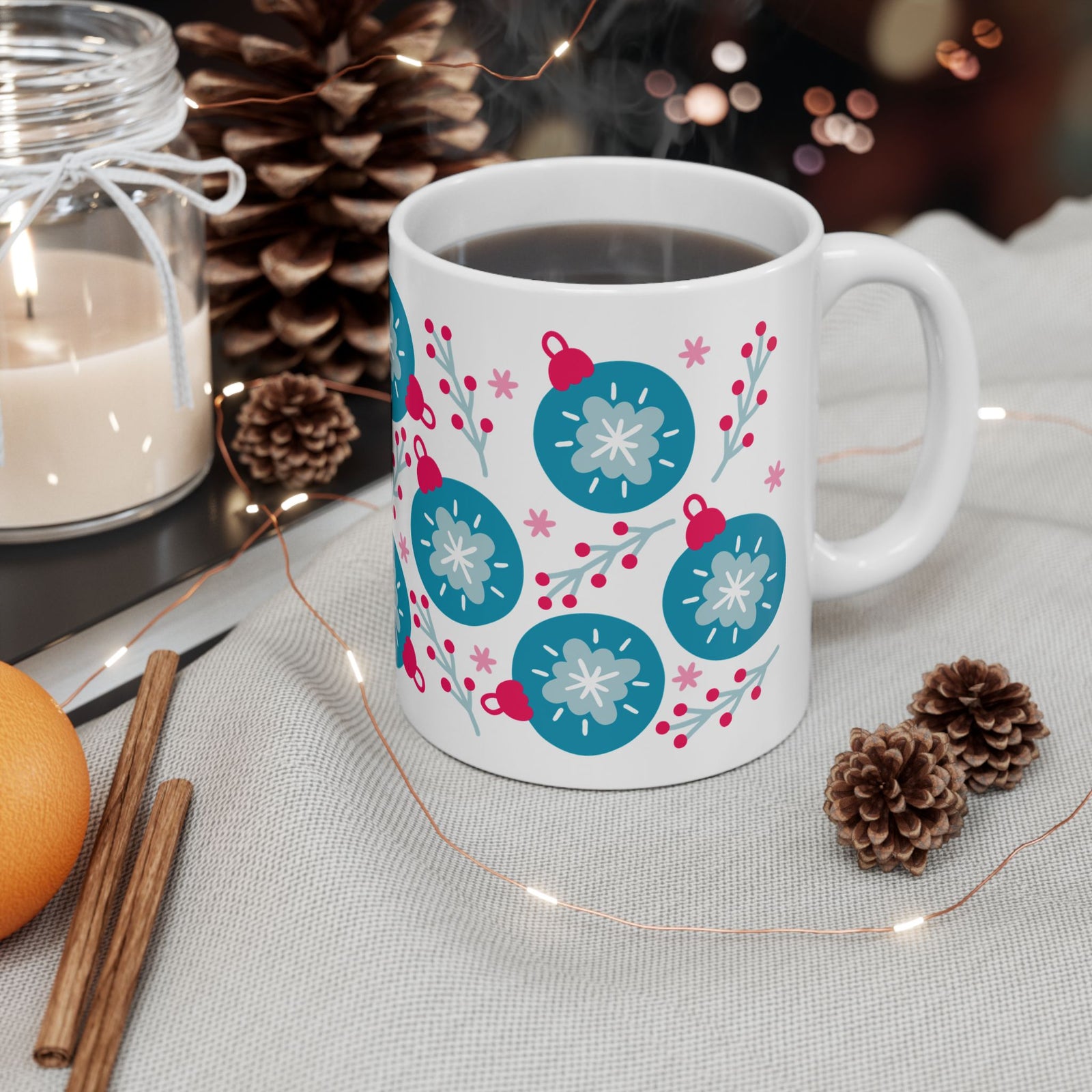 Opulent Ornaments Christmas Ceramic Mug Coffee Cup (11oz & 15oz)